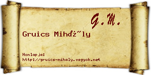 Gruics Mihály névjegykártya