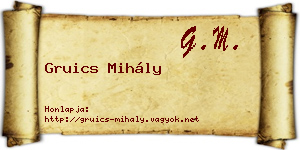 Gruics Mihály névjegykártya